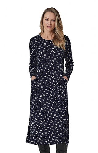 Ladies Adini Mira Dress, Shibori Spot Navy