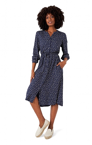 Ladies Crew Clothing Matilda Tiewaist Dress, Asher Blue