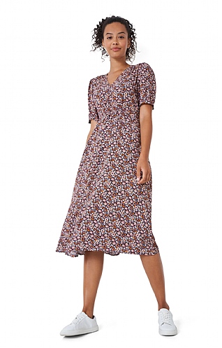 Ladies Crew Clothing Anais Dress, Mauve Print