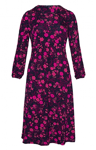 Ladies Crew Clothing Martha Floral Print Jersey Midi Dress, Sml Rose Prnt