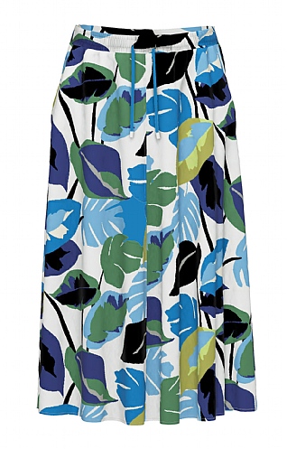 Ladies Erfo Leaf Print Skirt, Blue Mix