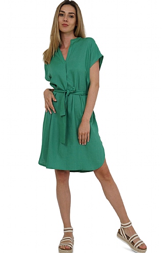 House Of Bruar Ladies Linen Feel Dress - Green, Green