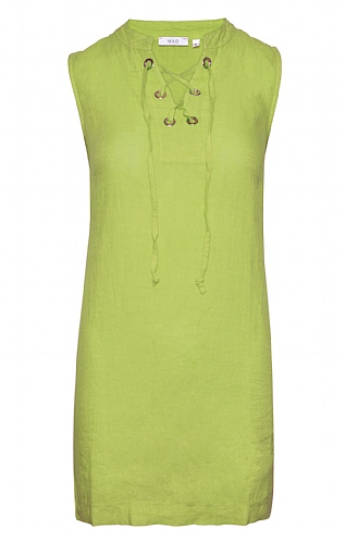 House Of Bruar Ladies Linen Tie Front Dress - Green, Green