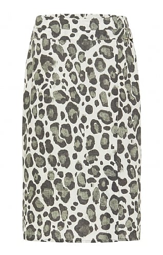 Lebek Ladies Animal Print Linen Skirt, Multi