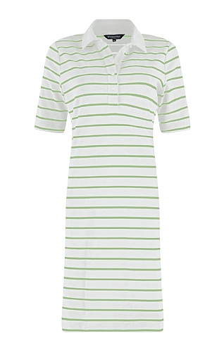 House Of Bruar Ladies Collar Button Stripe Dress, Basil