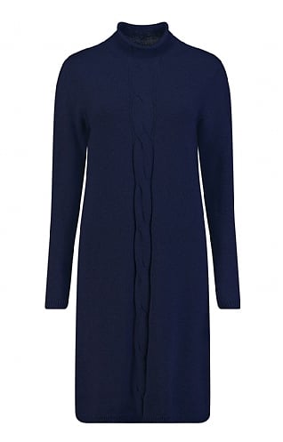 House Of Bruar Ladies Cable Front Dress - Navy Blue, Navy