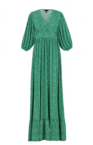 Ladies Marble Flared Maxi Dress, Green/White