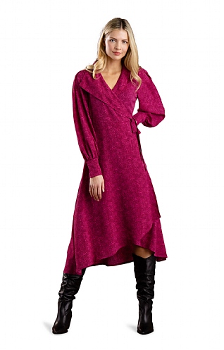 Ladies Marble Wrap Dress, Plum