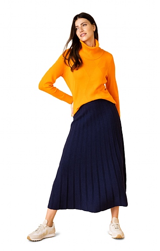 Ladies Marble Pleated Skirt - Navy Blue, Navy