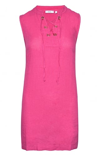 House Of Bruar Ladies Tie Neck Linen Dress, Pink