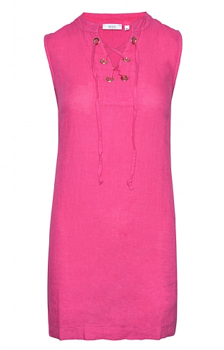 House Of Bruar Ladies Tie Neck Linen Dress, Pink