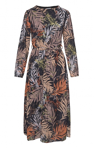 House Of Bruar Ladies Leaf Print Dress - Black, Black