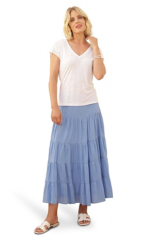 Ladies Pomodoro Tiered Skirt, Pacific