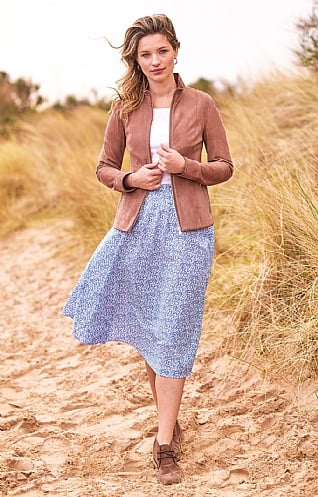 House of Bruar Ladies Skirt<br>Made With Liberty Fabric, Sky Breeze