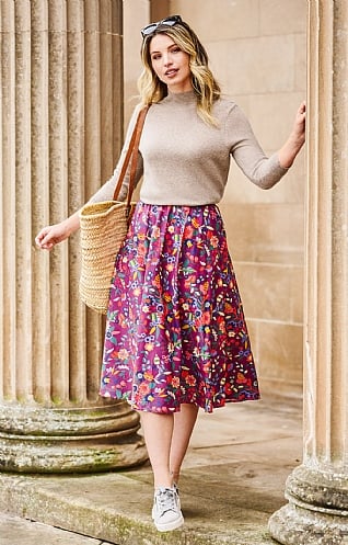 House of Bruar Ladies Skirt<br>Made With Liberty Fabric, Summer Sangria