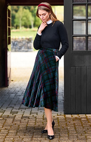 Bias cut plaid skirt online