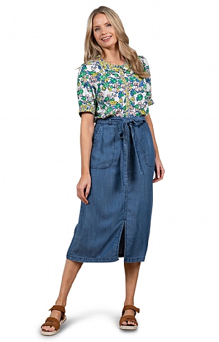 Ladies Lily & Me Cowslip Skirt, Tencel Blue