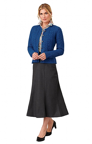 Long Fluted Wool Skirt