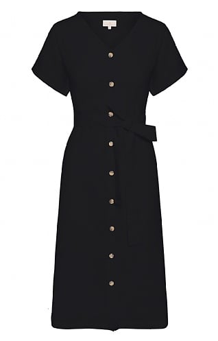 House of Bruar Ladies Linen Mix Button Front Dress - Black