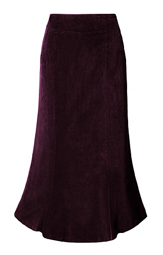 House of Bruar Ladies Long Cord Skirt, Aubergine