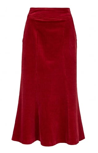 House of Bruar Ladies Long Cord Skirt - Garnet red
