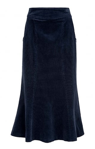 House of Bruar Ladies Long Cord Skirt - Navy Blue