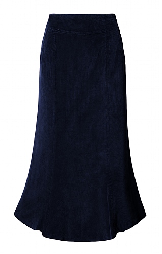 House of Bruar Ladies Long Cord Skirt - Navy Blue, Navy