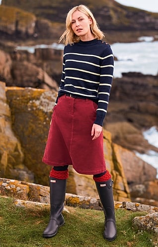 House of Bruar Ladies Short Cord Skirt - Garnet red