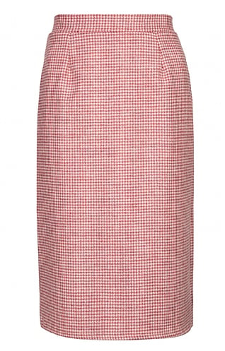 House of Bruar Ladies Classic Skirt, Rose Houndstooth