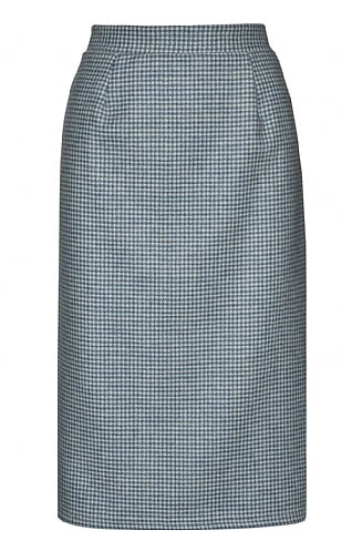 House of Bruar Ladies Classic Skirt, Sky Houndstooth