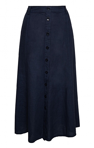 Ladies Gardeur Linen Button Through Skirt - Navy Blue