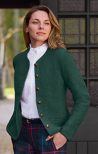 Crew Neck Boiled Wool Jacket