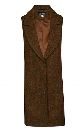 House Of Bruar Ladies Harris Tweed Taylor Gilet, Rust/Ochre