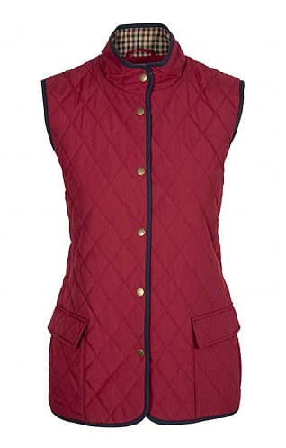 House of Bruar Ladies Contrast Tipped Gilet, Red/Navy