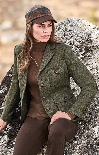 House of Bruar Ladies Tweed Hereford Jacket, Forest/Green Herringbone