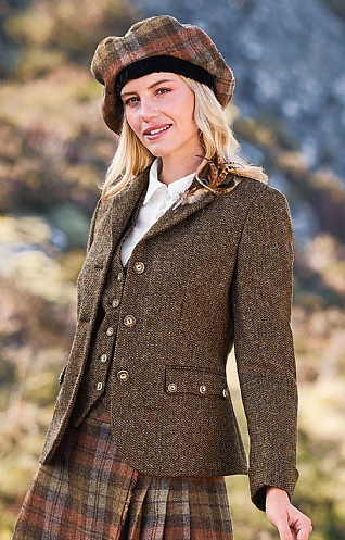 House of Bruar Ladies Tweed Highland Jacket, Peat Barleycorn