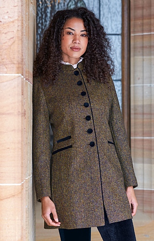 House of Bruar Ladies Tweed Three Quarter Edinburgh Jacket, Midnight Barleycorn