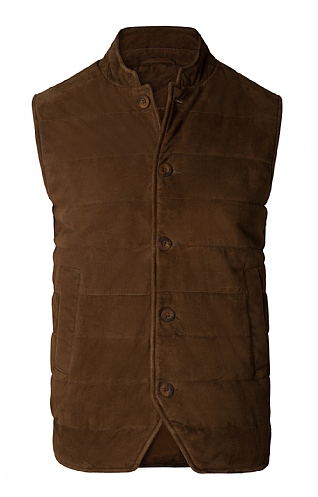 Mens Suede Quilt Waistcoat Brown House of Bruar