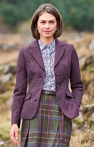 House of Bruar Ladies Tweed Hacking Jacket, Mulberry Herringbone