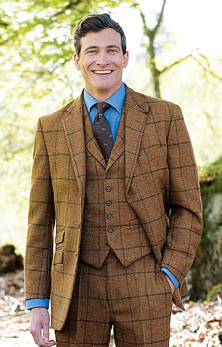 Gaston Sage Tweed Three Piece Suit  Mens Waistcoat  House of Cavani