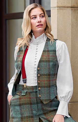 Green tweed waistcoat sale