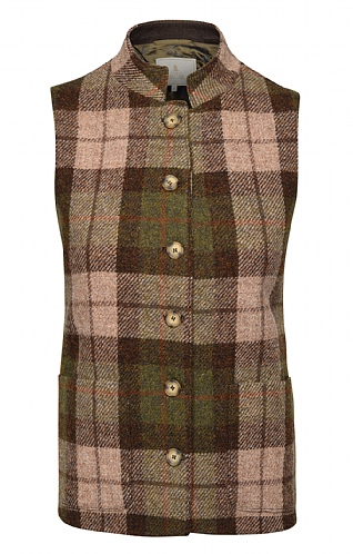 House of Bruar Ladies Harris Tweed Sporting Waistcoat, Chestnut/Tartan