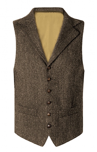 Mens Single Breasted Harris Tweed Waistcoat Green House of Bruar