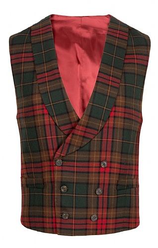 Mens Double Breasted Plaid Waistcoat