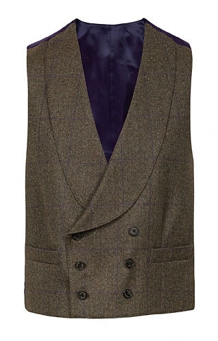 Mens Double Breasted Tweed Waistcoat