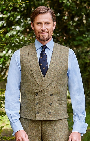 Double Breasted Tweed Waistcoat
