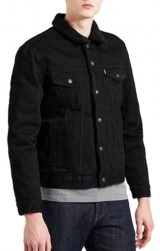 Black jean jacket with sherpa outlet