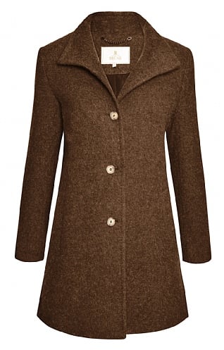 House of Bruar Ladies Tweed Funnel Coat, Pintail Brown