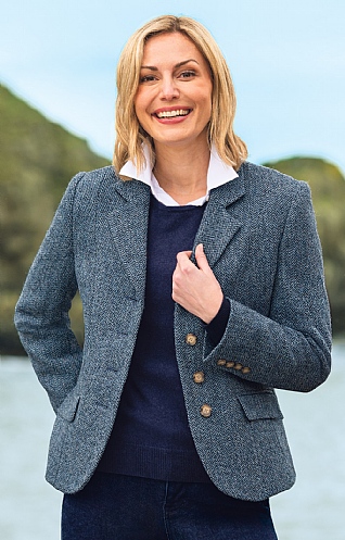 House Of Bruar Ladies Harris Tweed Hacking Jacket, Jeans Herringbone