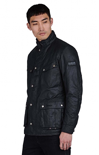 Mens Barbour International Duke Wax Jacket - Black, BLACK